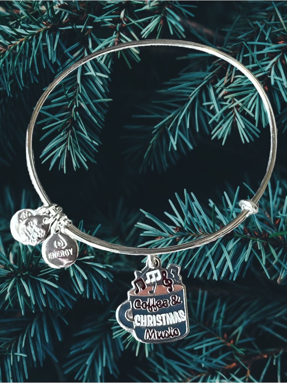 Silver Charm Bangle Bracelet Coffee & Christmas Music by Alex and Ani